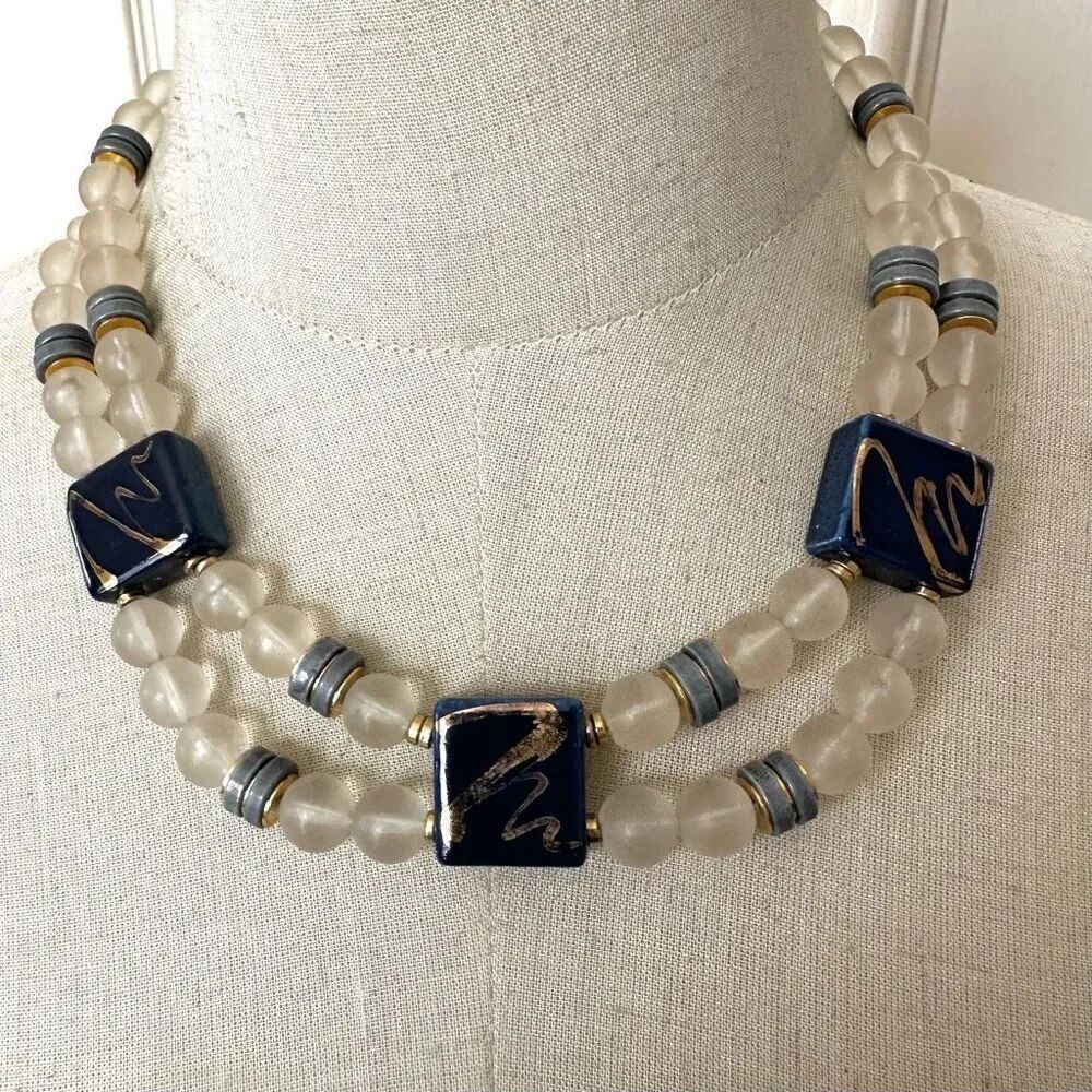 Vintage beaded double strand necklace